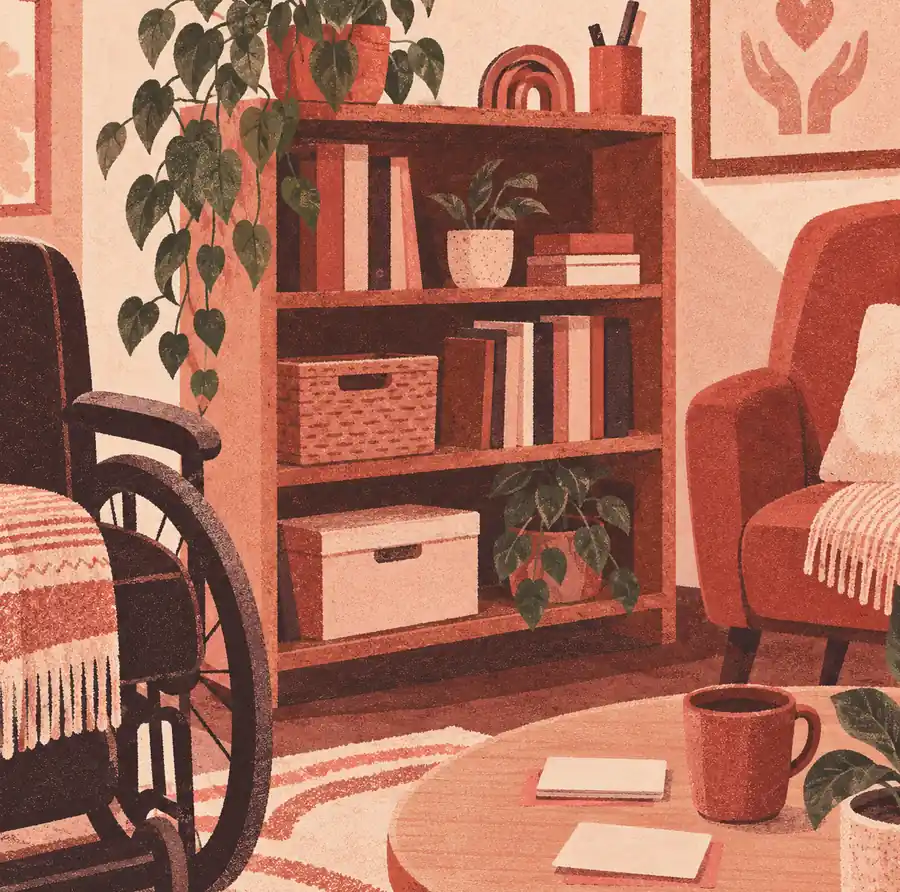 Illustration of care service businesses equipment and workspace