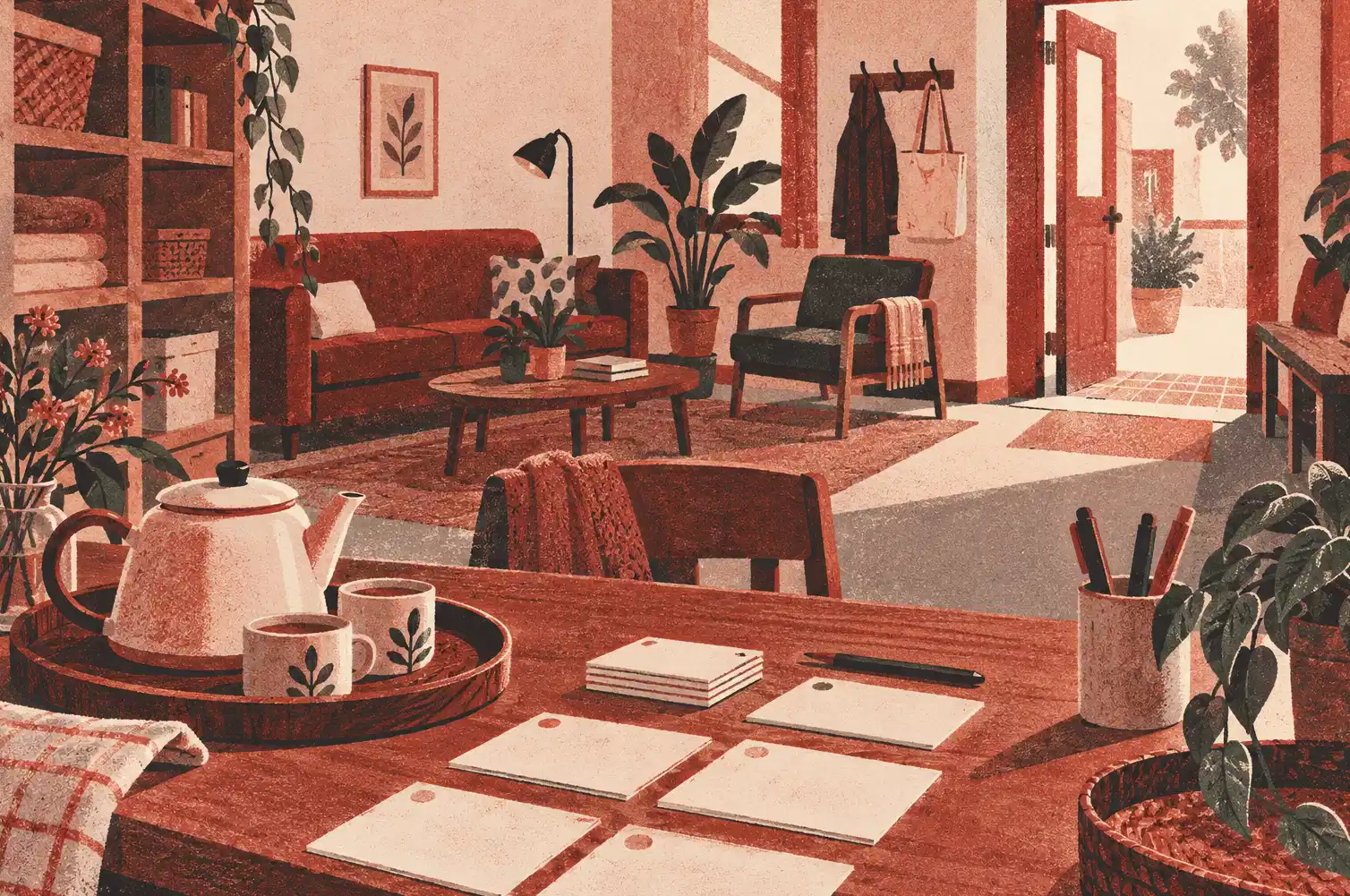 Illustration of care service businesses and their working space